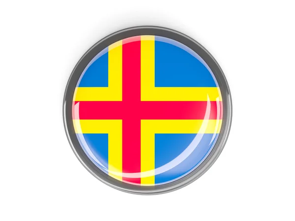 圆形按钮与奥兰群岛旗帜 — 图库照片