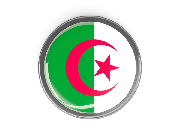 Bouton rond avec drapeau de l'Algérie — Photo