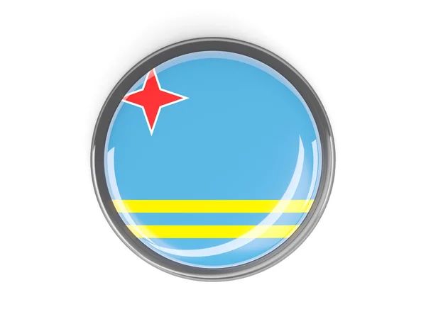 Okrągły przycisk z flaga Aruby — Zdjęcie stockowe