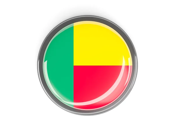 Round button with flag of benin — Stock Photo, Image