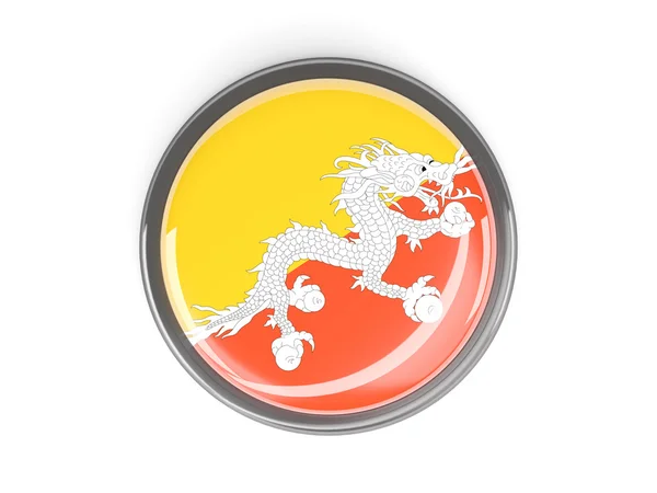 Runder Knopf mit Fahne von Bhutan — Stockfoto