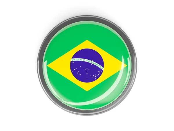 Ronde knop met vlag van Brazilië — Stockfoto