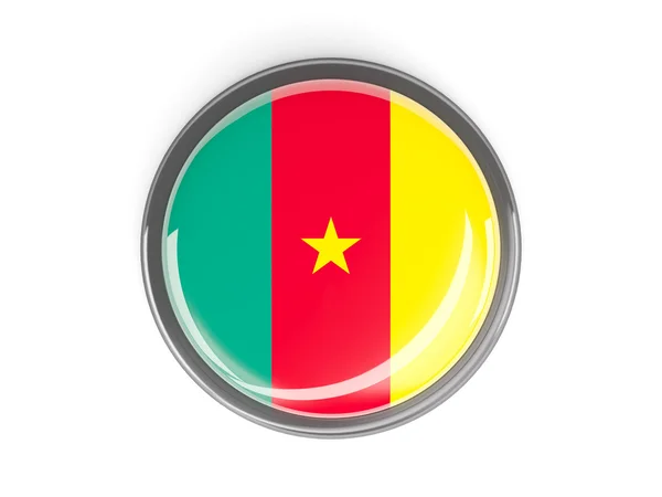 Ronde knop met vlag van Kameroen — Stockfoto