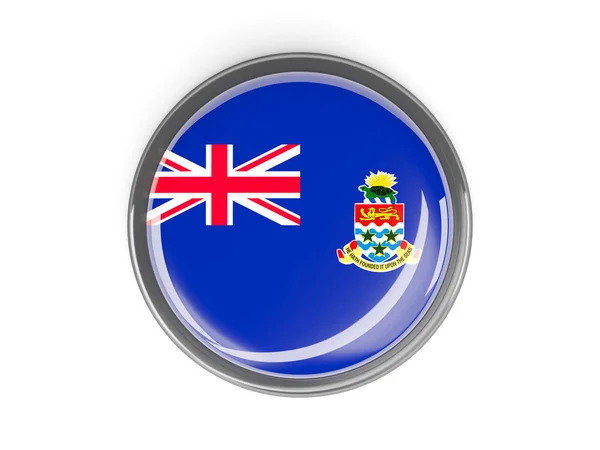Кругла кнопка з прапором островів Кайман — стокове фото