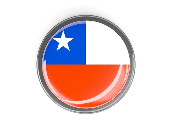 Rund knapp med flagga i chile — Stockfoto