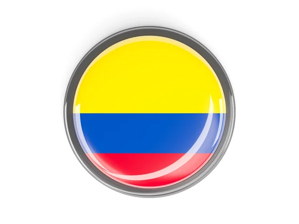 Круглая кнопка с флагом Колумбии — стоковое фото