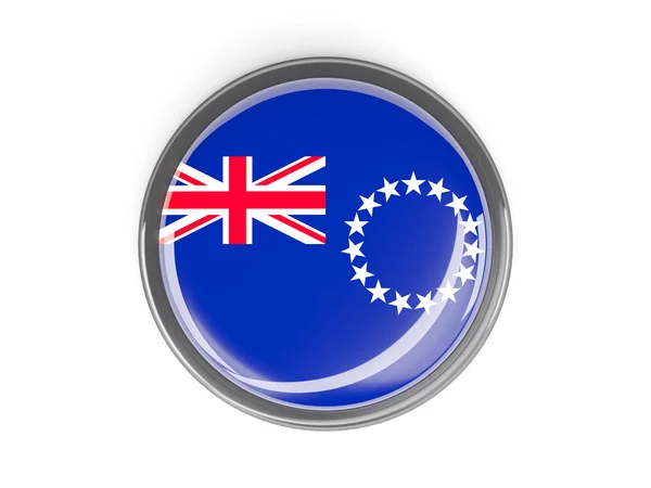 Rund knapp med flagga Cooköarna — Stockfoto