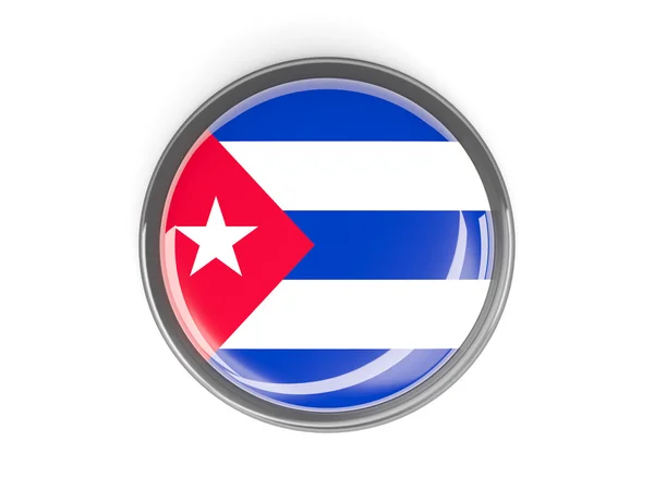 Kruhové tlačítko s vlajka Kuby — Stock fotografie