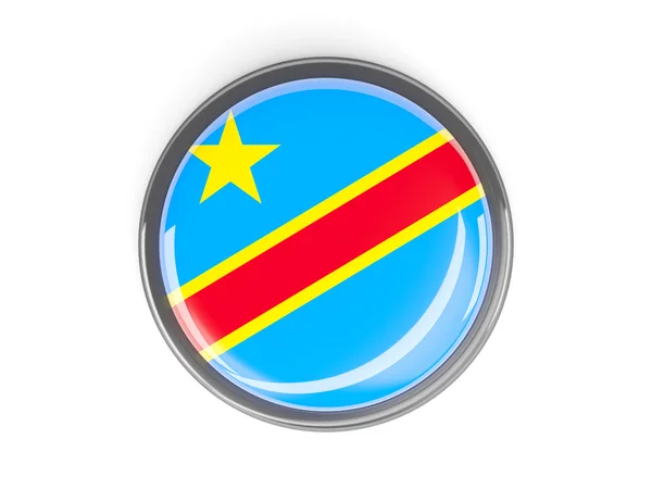 Botão redondo com bandeira da república democrática do Congo — Fotografia de Stock