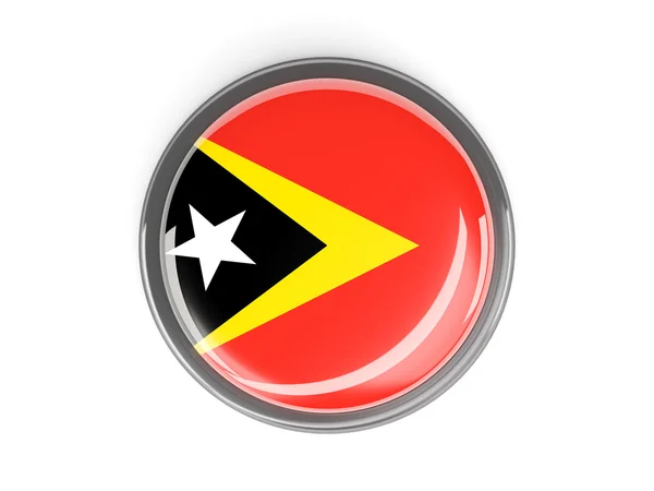 Bouton rond avec drapeau du Timor oriental — Photo