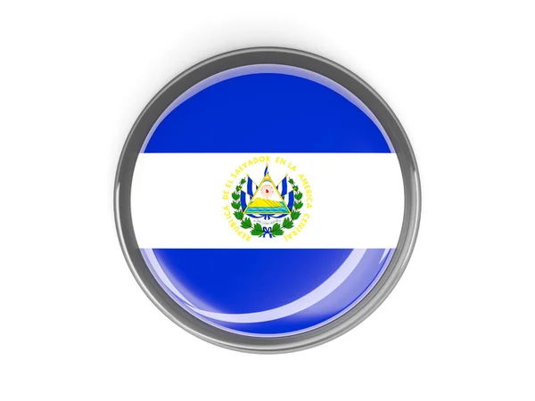Круглая кнопка с флагом Сальвадора — стоковое фото