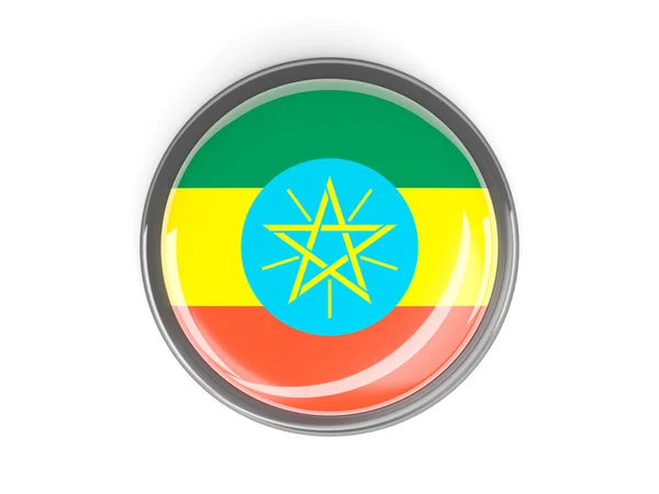 Round button with flag of ethiopia — Stock Photo, Image