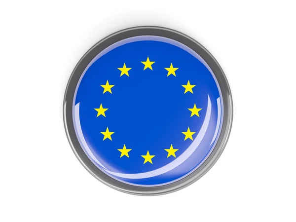 Botão redondo com bandeira da união europeia — Fotografia de Stock