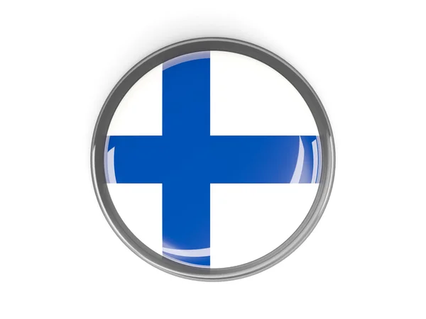 Finlandiya bayrağı ile yuvarlak düğmesi — Stok fotoğraf