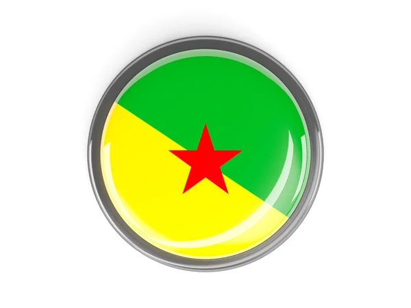 Round button with flag of french guiana — Stock Photo, Image