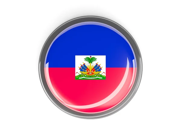 Round button with flag of haiti — Stock Photo, Image