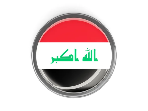 Botão redondo com bandeira do Iraque — Fotografia de Stock