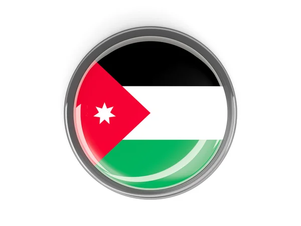 Bouton rond avec Drapeau de Jordanie — Photo