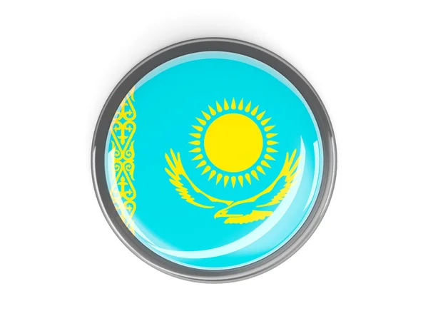 Ronde knop met vlag van Kazachstan — Stockfoto