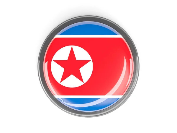 Ronde knop met vlag van Noord-korea — Stockfoto