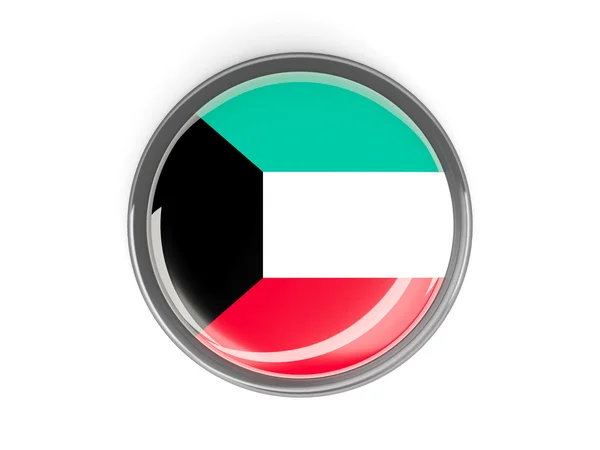 Botão redondo com bandeira do Kuwait — Fotografia de Stock