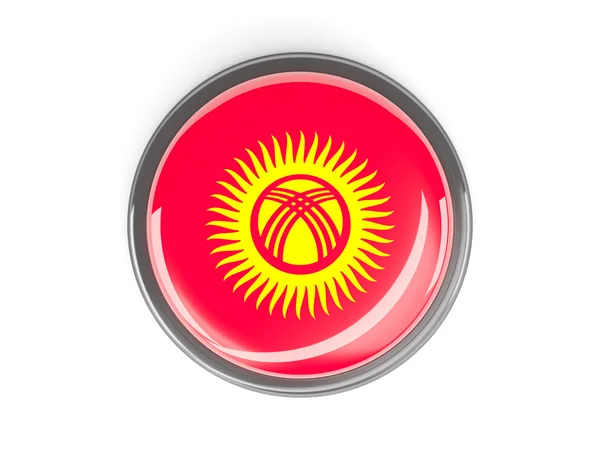 Ronde knop met vlag van Kirgizië — Stockfoto