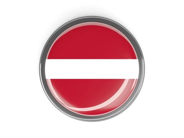 Botão redondo com bandeira da Letónia — Fotografia de Stock