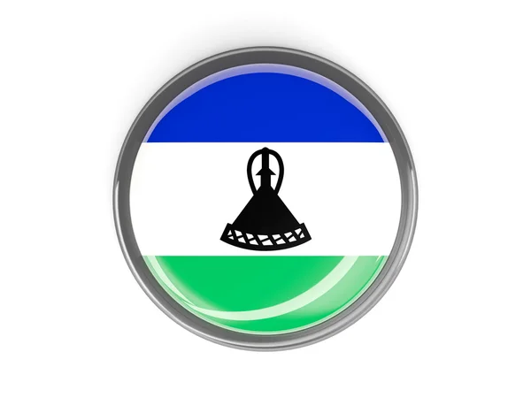 圆形按钮与莱索托的旗帜 — 图库照片