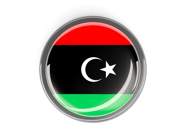 Ronde knop met vlag van Libië — Stockfoto