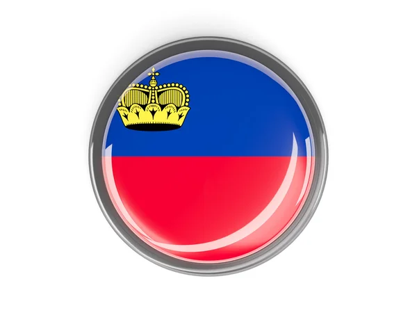 Round button with flag of liechtenstein — Stock Photo, Image