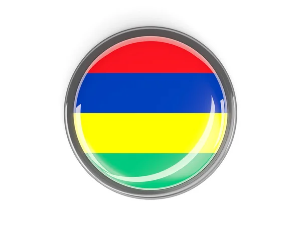 Botão redondo com bandeira da Maurícia — Fotografia de Stock