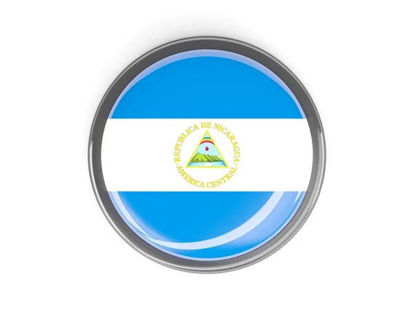 Botão redondo com bandeira da Nicarágua — Fotografia de Stock