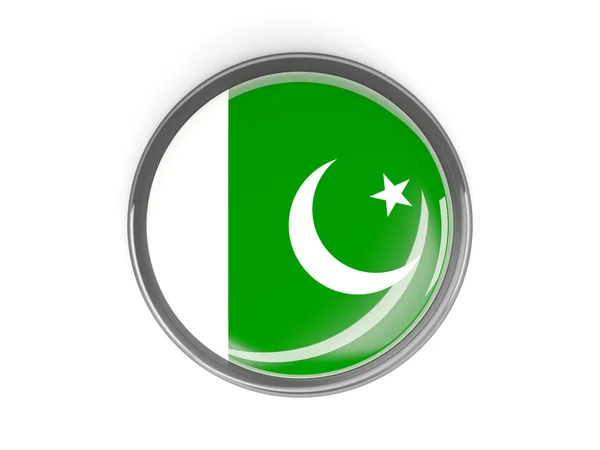 与巴基斯坦国旗的圆形按钮 — 图库照片