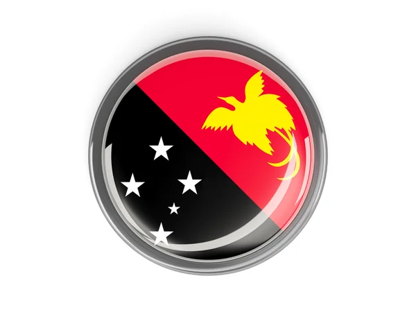 Round button with flag of papua new guinea — Stock Photo, Image