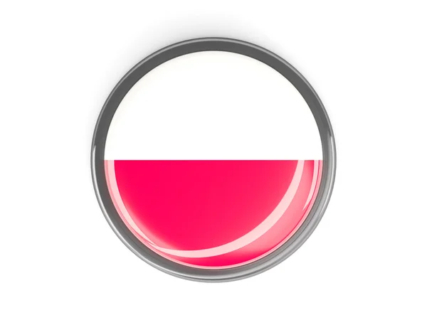Okrągły przycisk z flagą Polski — Zdjęcie stockowe