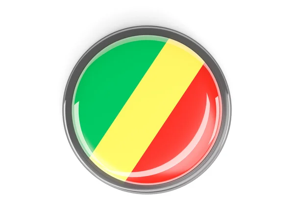 Rund knapp med flagga republiken Kongo — Stockfoto