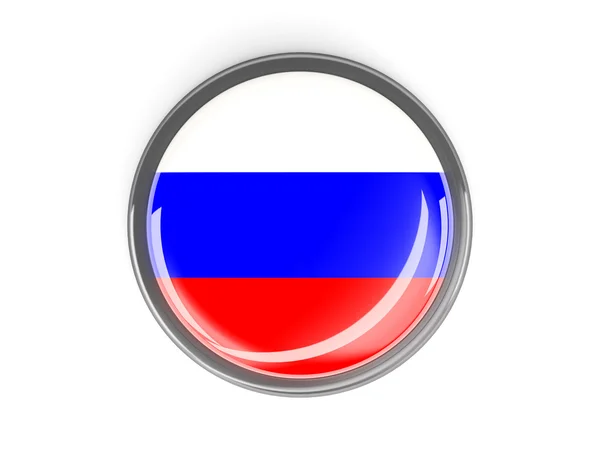 Круглая кнопка с флагом России — стоковое фото