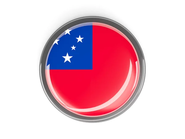 Botão redondo com bandeira de samoa — Fotografia de Stock