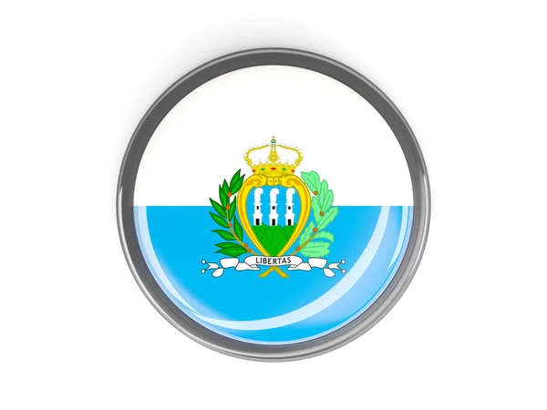 Round button with flag of san marino — Stock Photo, Image