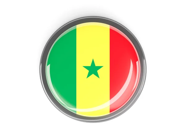 Rund knapp med flagga senegal — Stockfoto