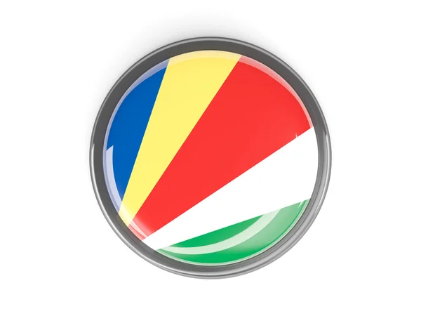 Botão redondo com bandeira de Seychelles — Fotografia de Stock