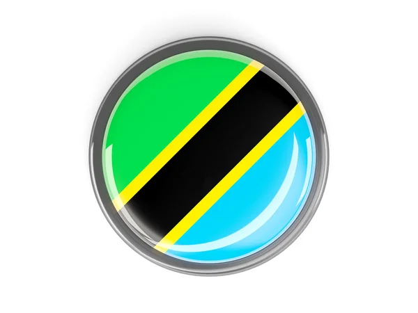 Round button with flag of tanzania — Stock Photo, Image