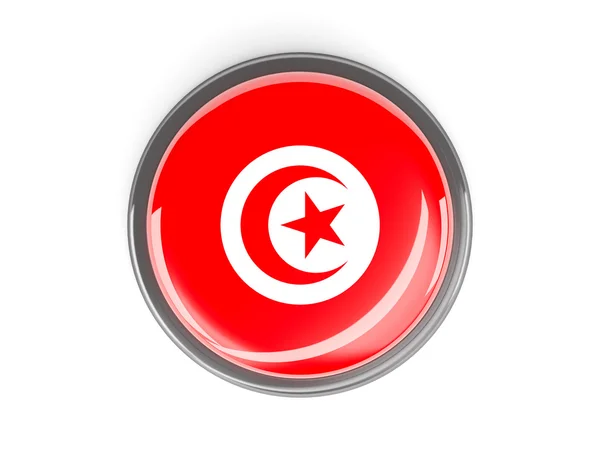 Rund knapp med flagga Tunisien — Stockfoto
