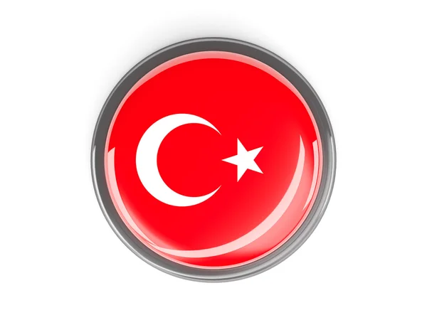 Botão redondo com bandeira da Turquia — Fotografia de Stock