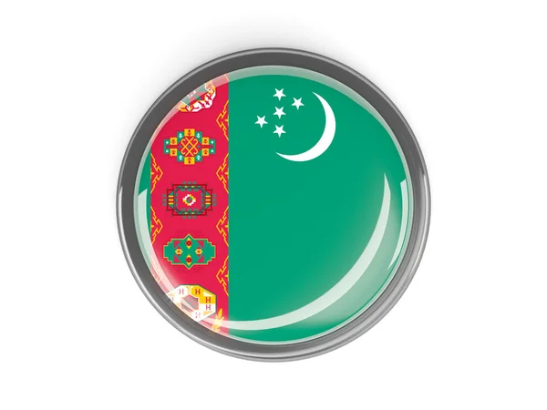 Round button with flag of turkmenistan — Stock Photo, Image