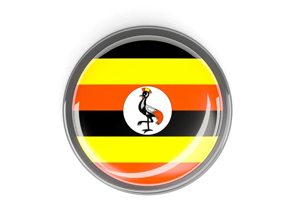 Bouton rond avec drapeau de l'Ouganda — Photo