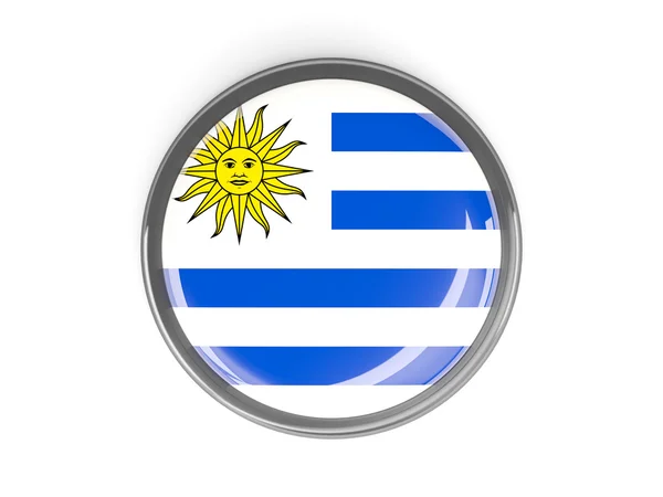 Bouton rond avec drapeau de l'Uruguay — Photo