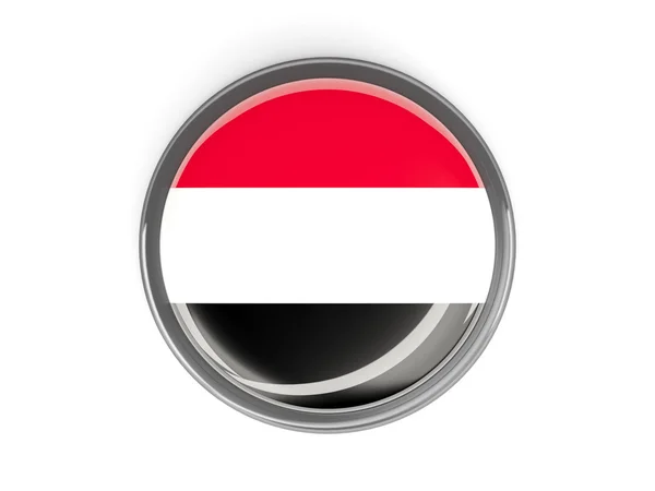Botão redondo com bandeira do Iêmen — Fotografia de Stock