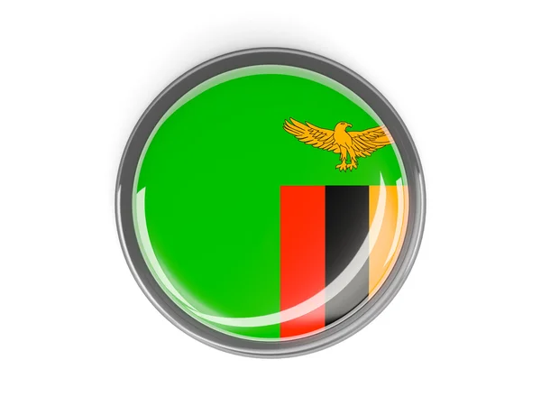 Bouton rond avec drapeau de Zambie — Photo
