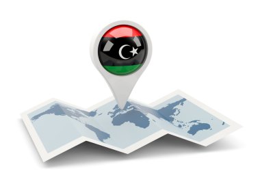 Yuvarlak iğne ile libya bayrağı